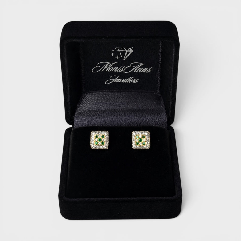 Emerald Square Studs