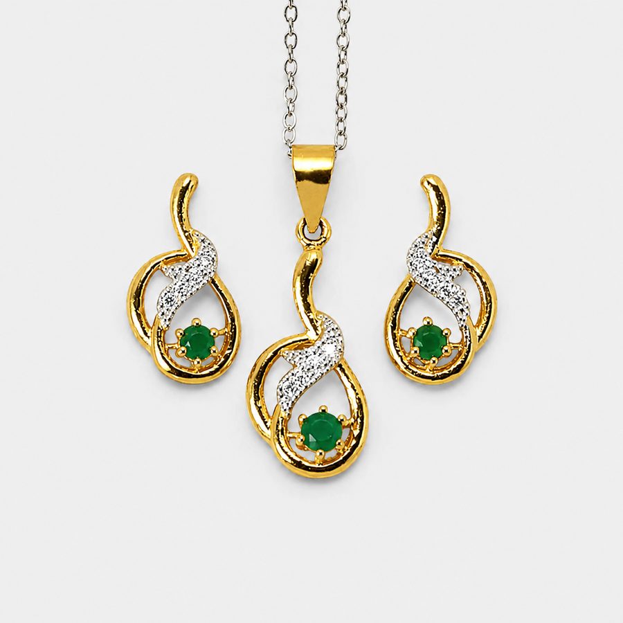 Emerald Swirl Pendant Set