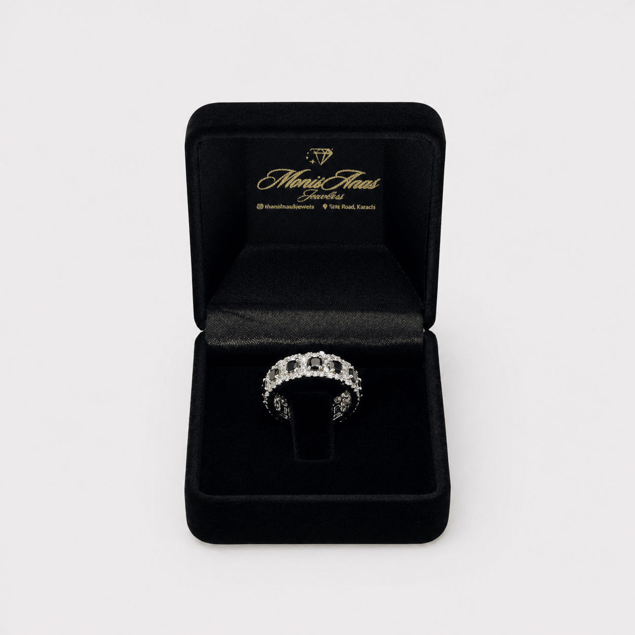 Black Sapphire Eternity Band Ring - Monis Anas Jewellers