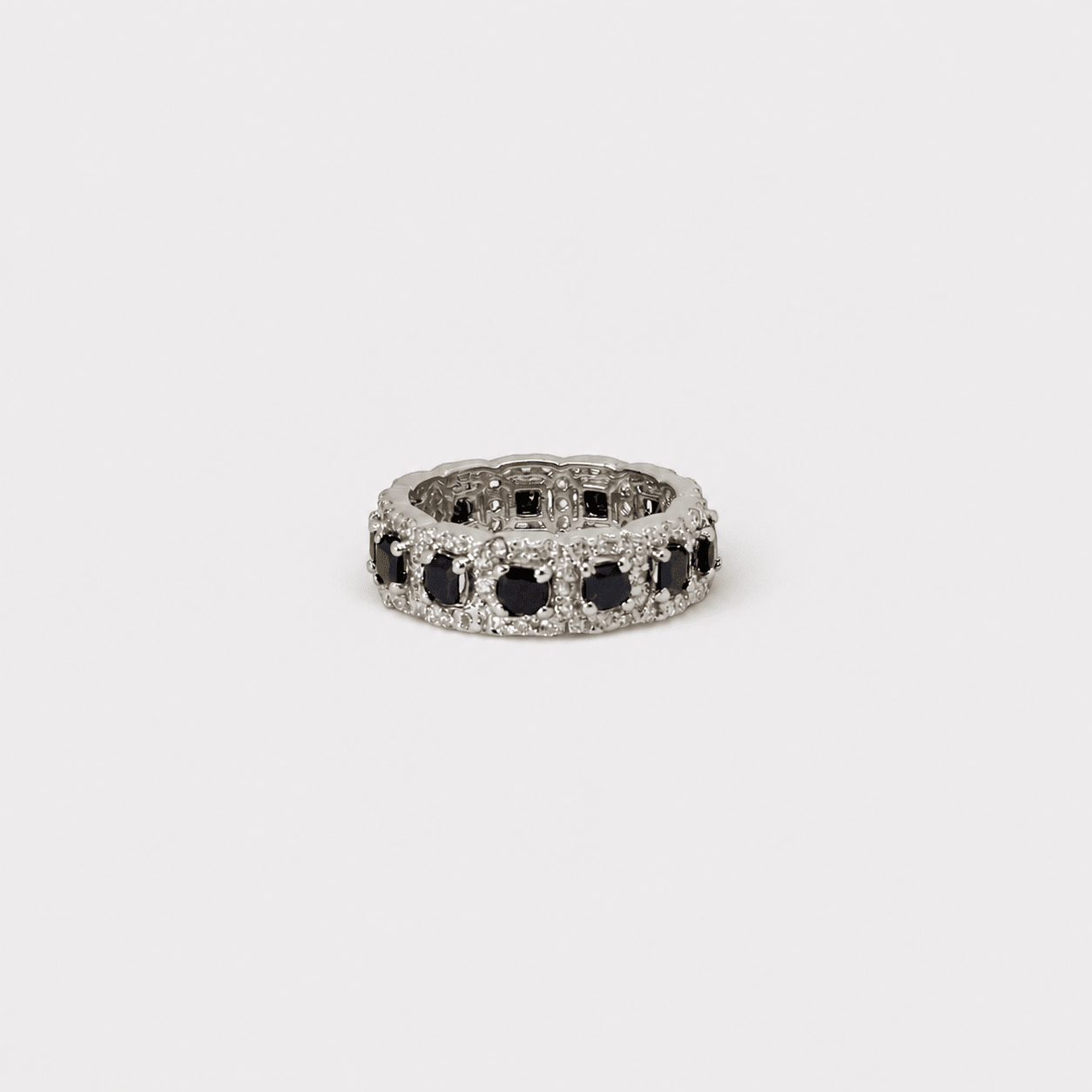Black Sapphire Eternity Band Ring - Monis Anas Jewellers