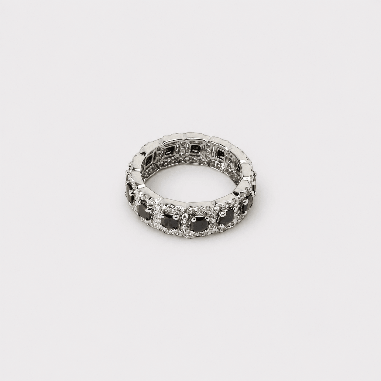 Black Sapphire Eternity Band Ring - Monis Anas Jewellers