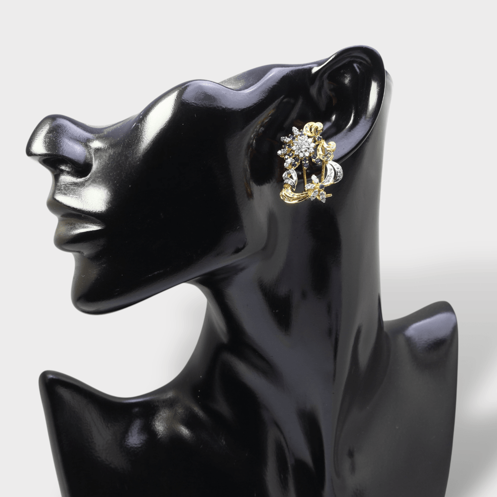 Blue Sapphire Floral Burst Clip Earrings - Monis Anas Jewellers