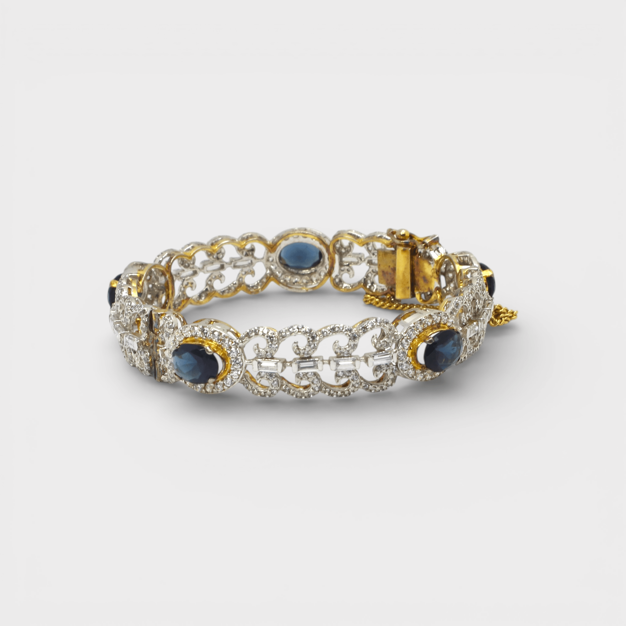 Blue Sapphire Open Lattice Bangle - Monis Anas Jewellers