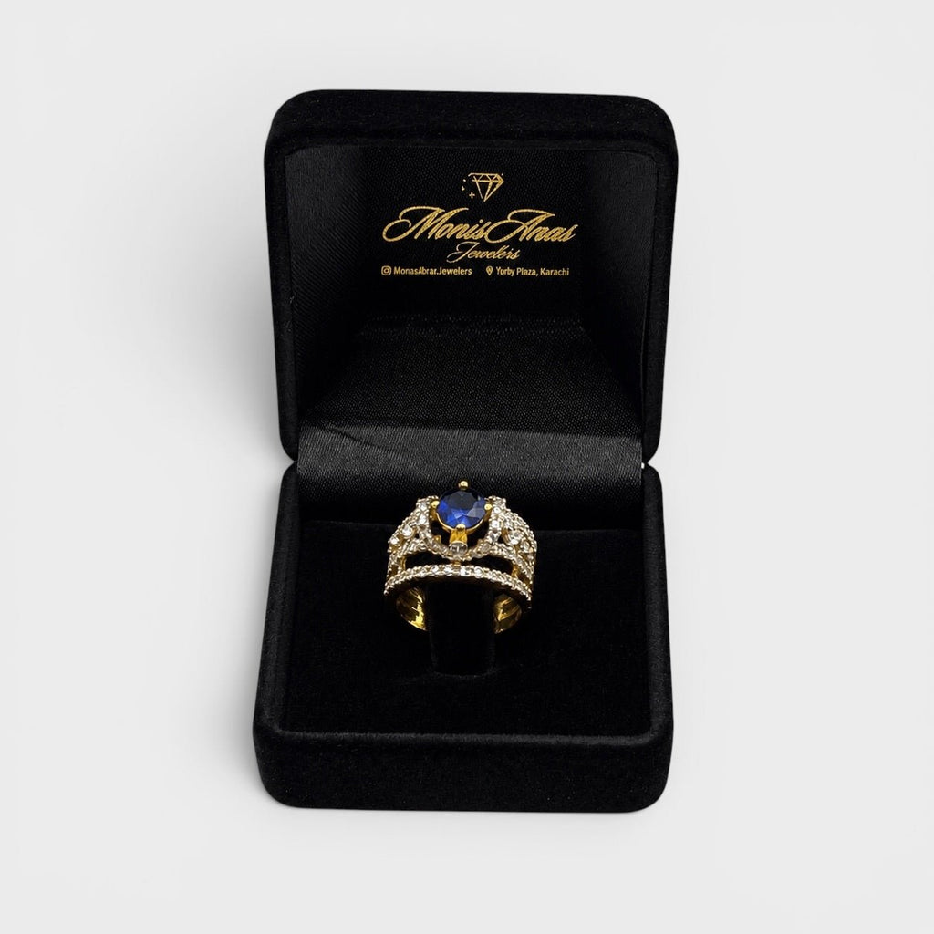 Blue Sapphire Open Lattice Ring - Monis Anas Jewellers