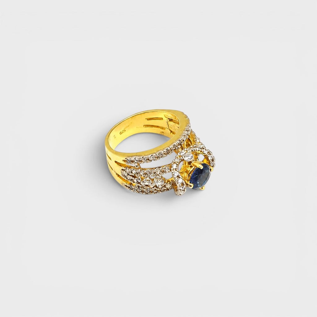 Blue Sapphire Open Lattice Ring - Monis Anas Jewellers