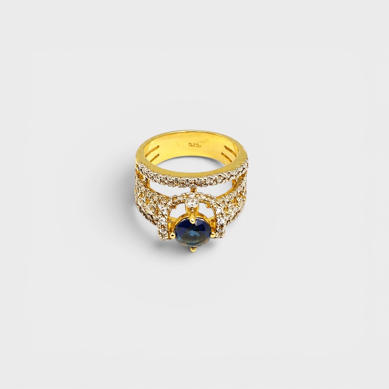 Blue Sapphire Open Lattice Ring - Monis Anas Jewellers