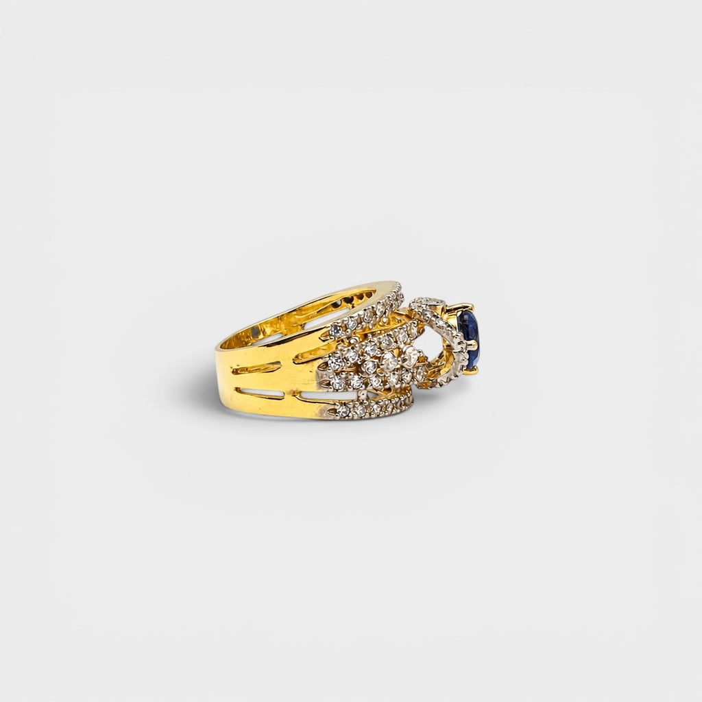 Blue Sapphire Open Lattice Ring - Monis Anas Jewellers