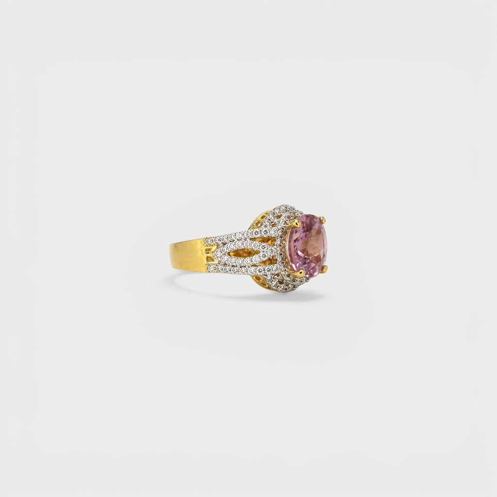 Blush Oval Halo Ring - Monis Anas Jewellers