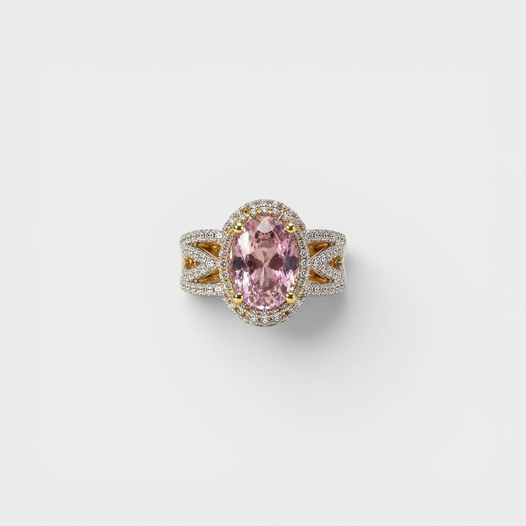 Blush Oval Halo Ring - Monis Anas Jewellers