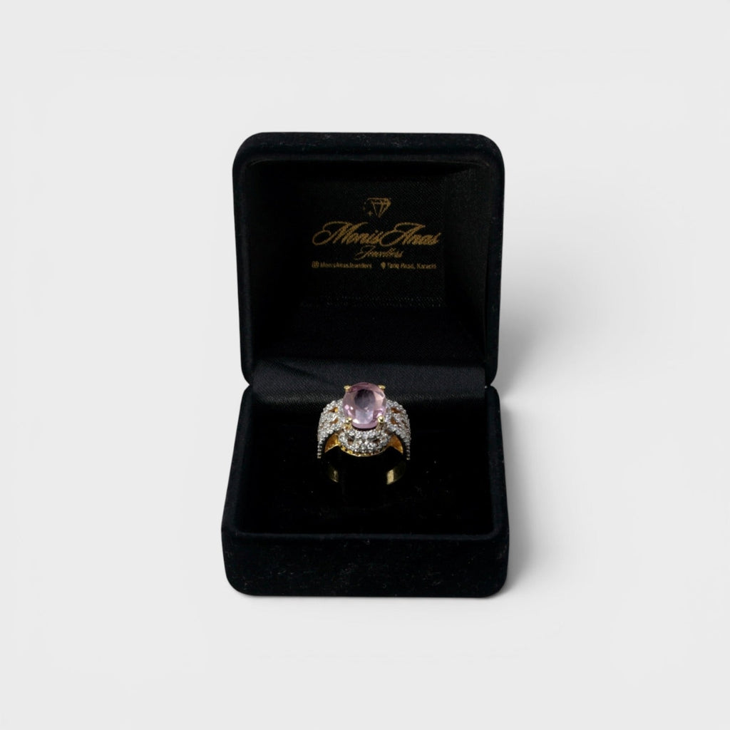 Blush Oval Halo Ring - Monis Anas Jewellers