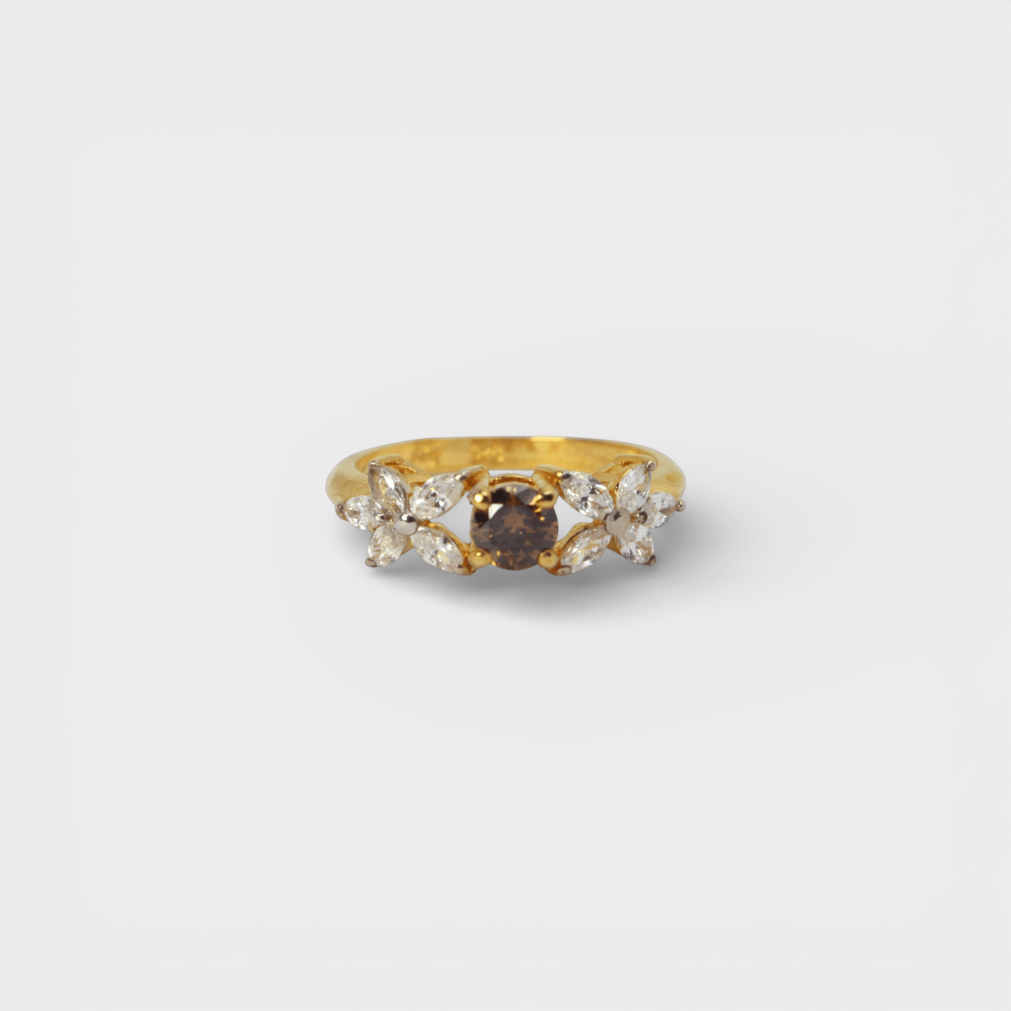 Champagne Zircon Flower Ring - Monis Anas Jewellers