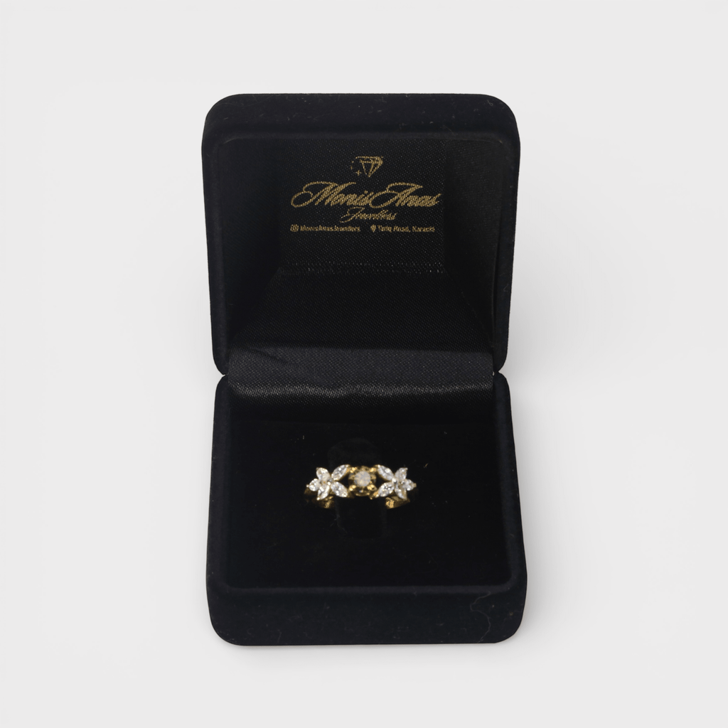 Champagne Zircon Flower Ring - Monis Anas Jewellers