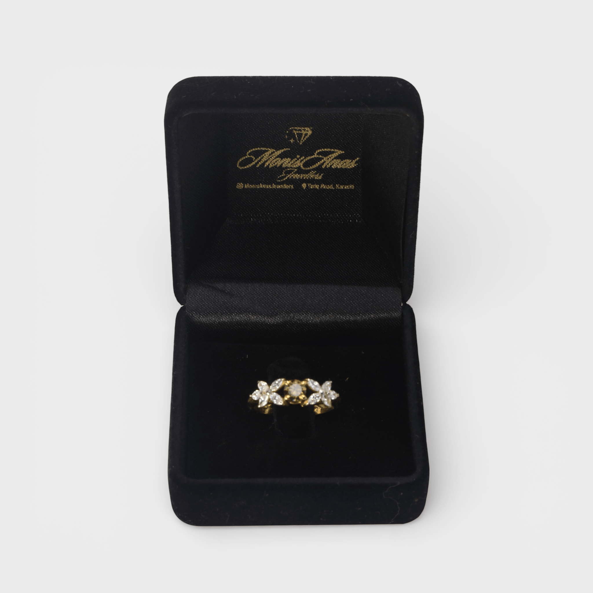 Champagne Zircon Flower Ring - Monis Anas Jewellers