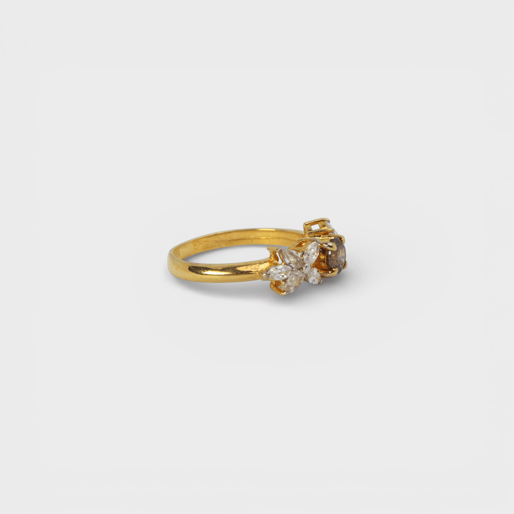 Champagne Zircon Flower Ring - Monis Anas Jewellers