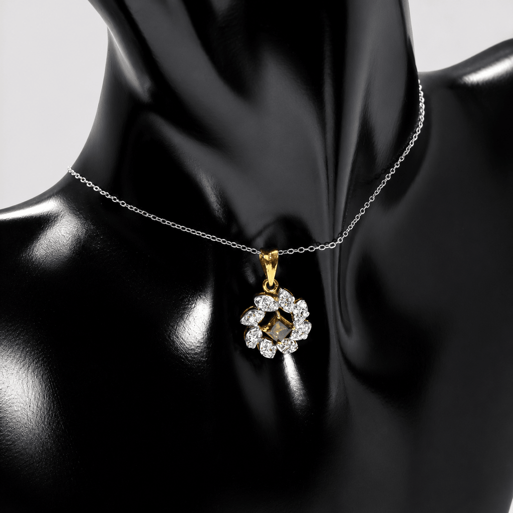 Champagne Zircon Pearl Floral Set – Pendant & Earrings - Monis Anas Jewellers