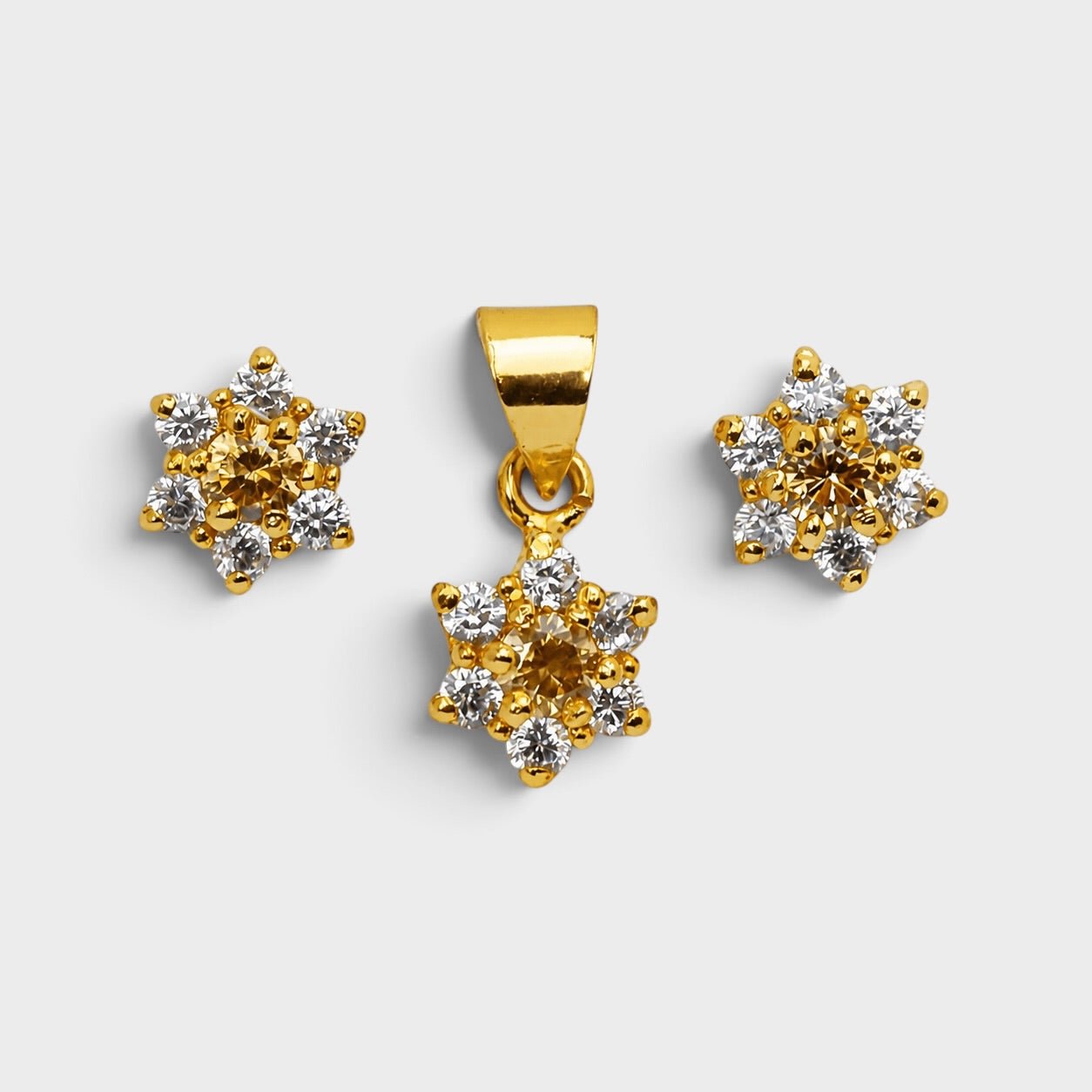 Champagne Zircon Starburst Mini Set - Monis Anas Jewellers