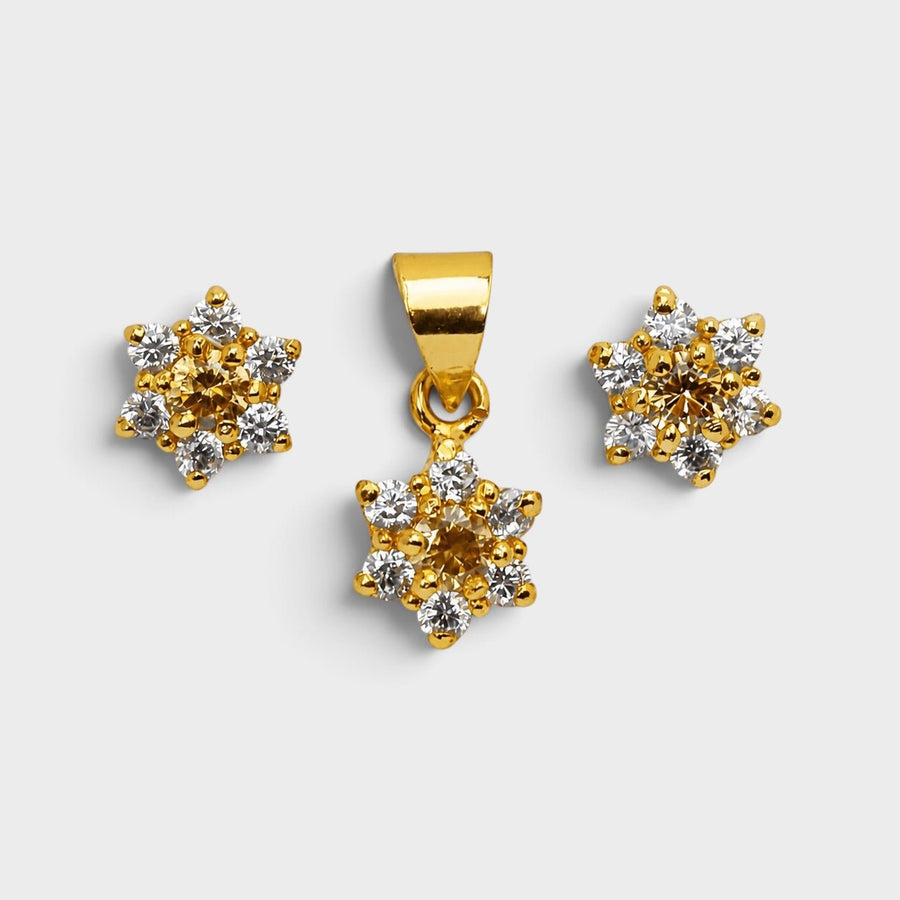 Champagne Zircon Starburst Mini Set - Monis Anas Jewellers