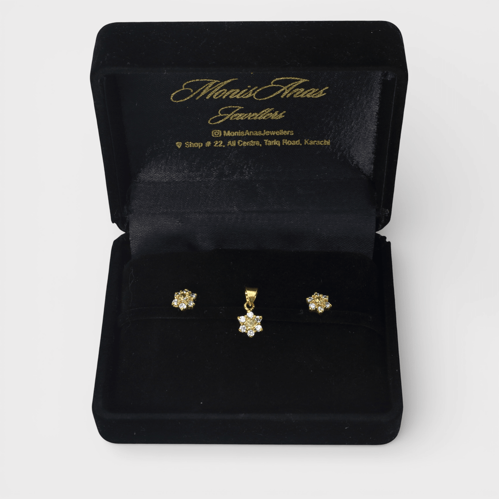 Champagne Zircon Starburst Set - Monis Anas Jewellers