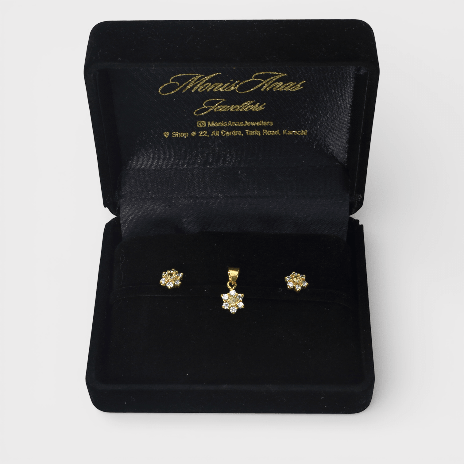 Champagne Zircon Starburst Set - Monis Anas Jewellers