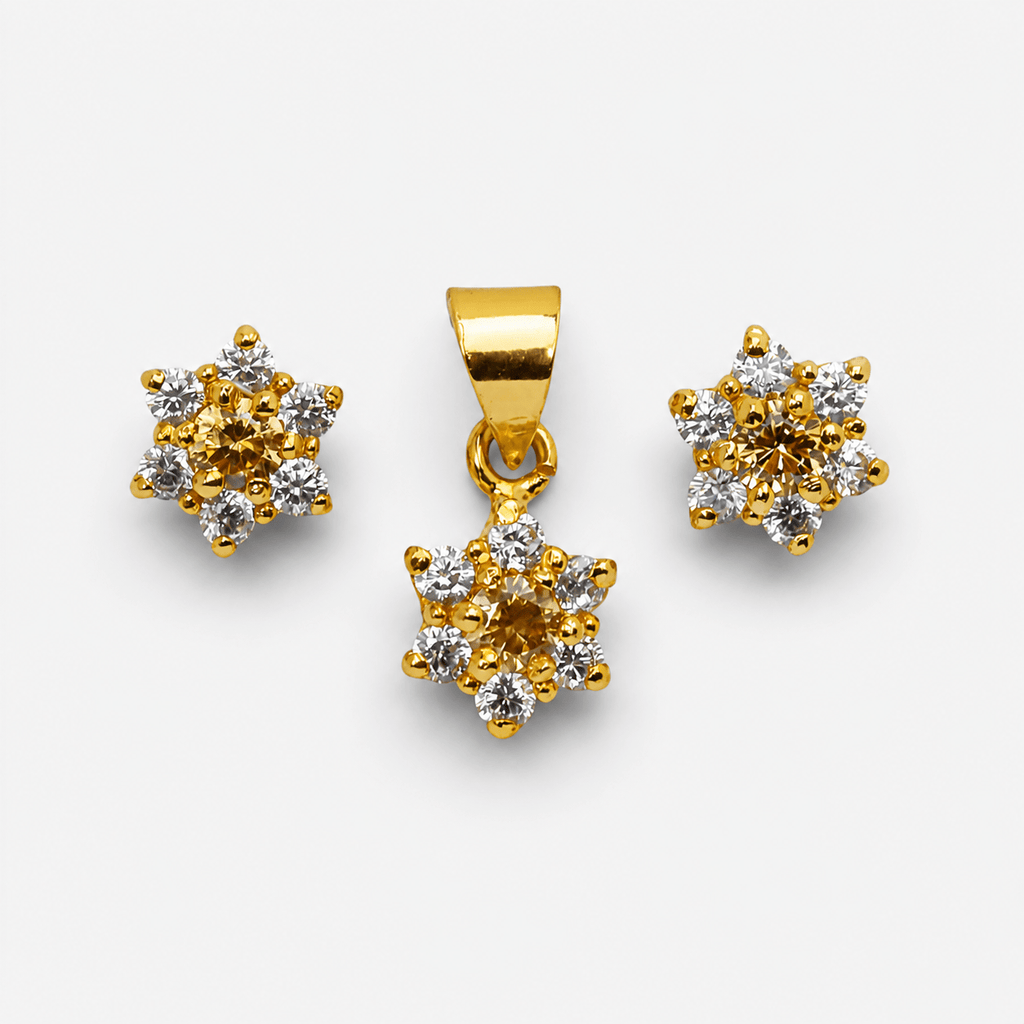 Champagne Zircon Starburst Set - Monis Anas Jewellers