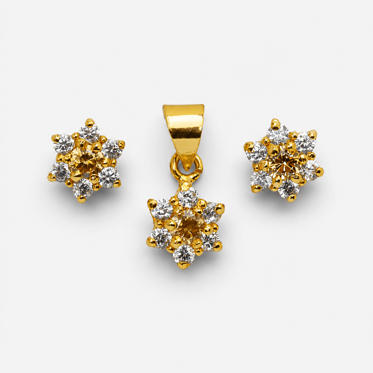 Champagne Zircon Starburst Set - Monis Anas Jewellers
