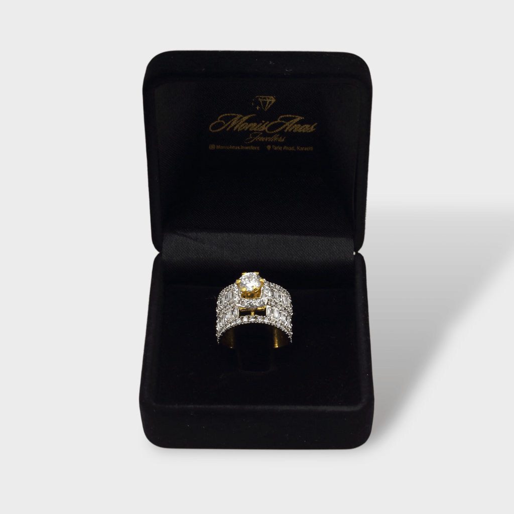 Clear CZ Wide Baguette Cluster Ring - Monis Anas Jewellers
