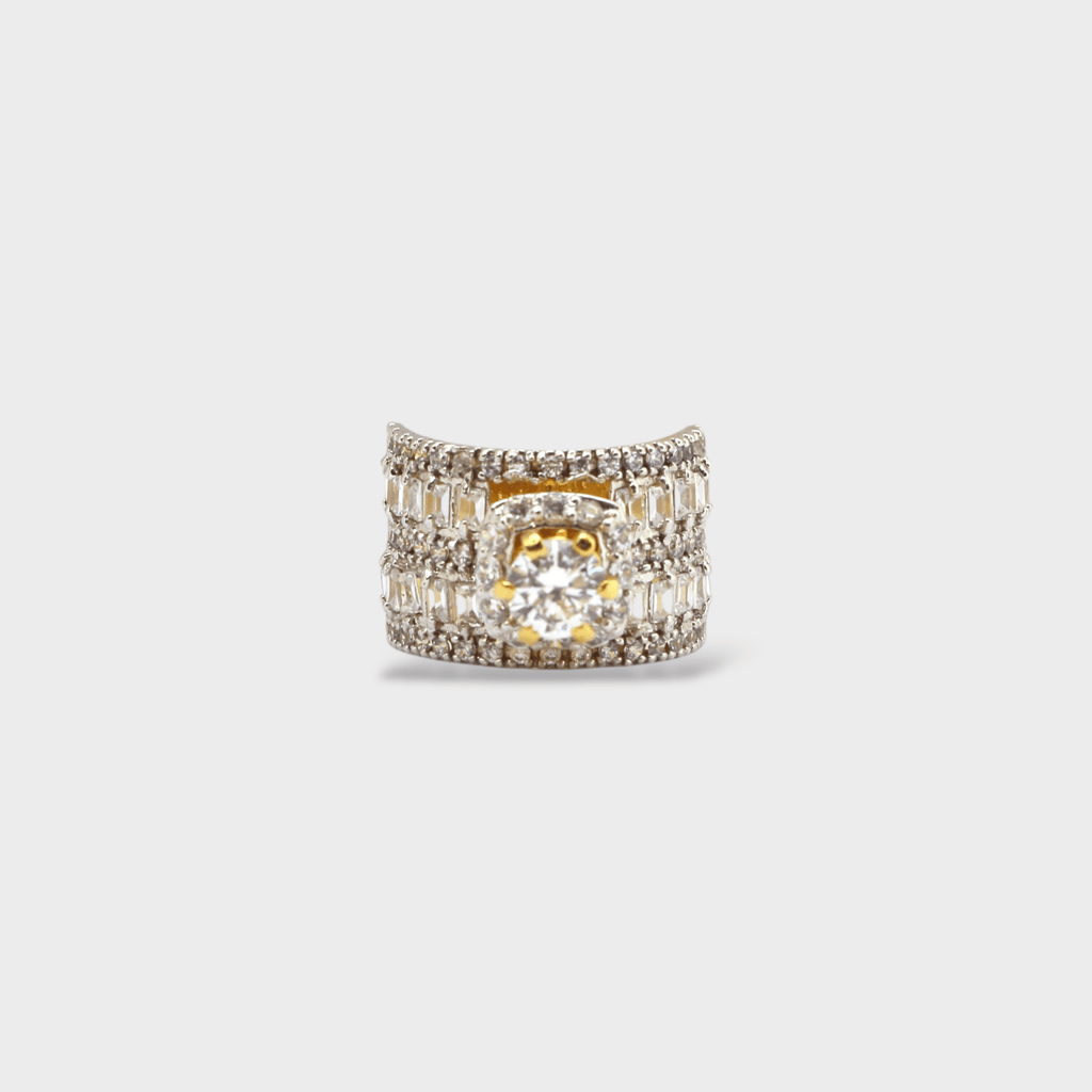Clear CZ Wide Baguette Cluster Ring - Monis Anas Jewellers