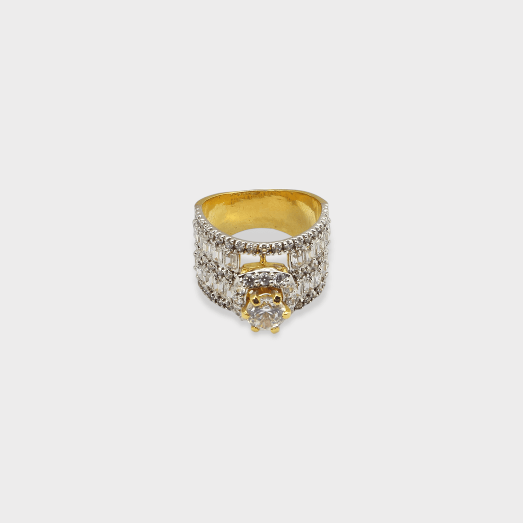 Clear CZ Wide Baguette Cluster Ring - Monis Anas Jewellers