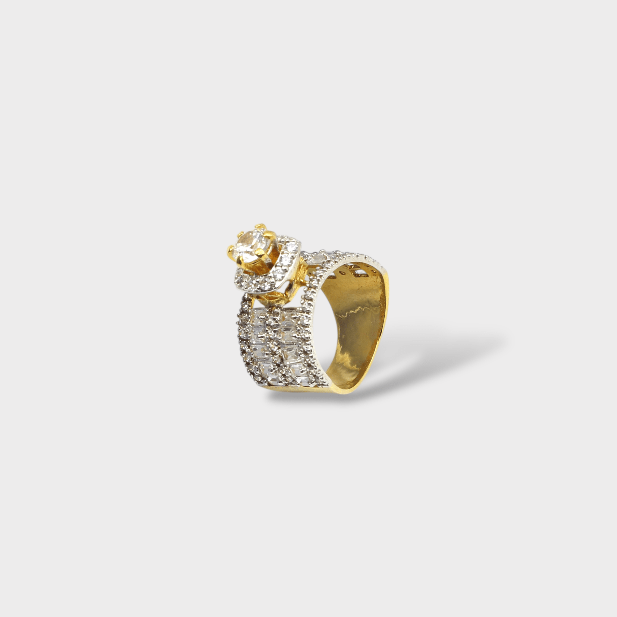 Clear CZ Wide Baguette Cluster Ring - Monis Anas Jewellers