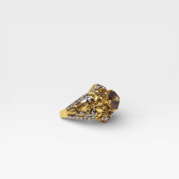 Cognac Filigree Crown Ring