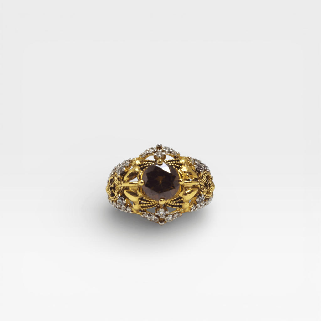 Cognac Filigree Crown Ring - Monis Anas Jewellers