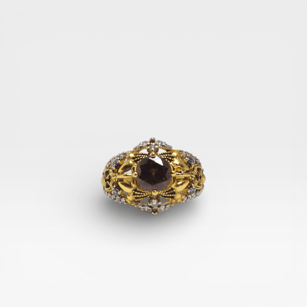 Cognac Filigree Crown Ring