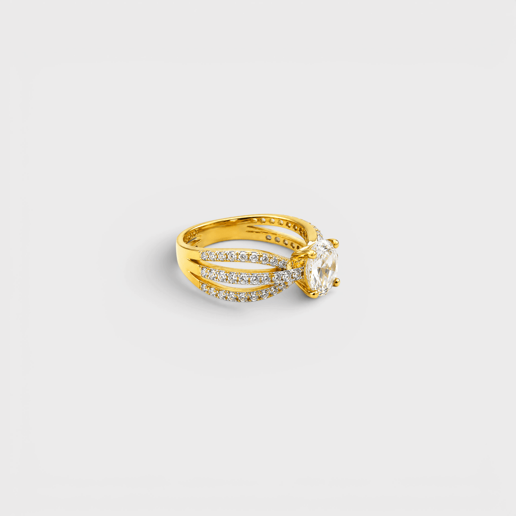Cognac Zircon Floral Solitaire Ring - Monis Anas Jewellers