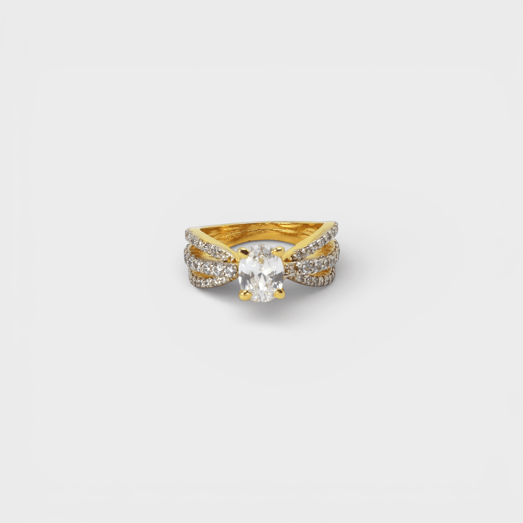 Cognac Zircon Floral Solitaire Ring - Monis Anas Jewellers
