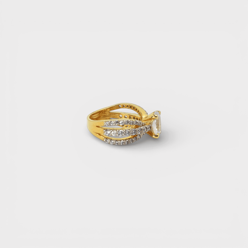 Cognac Zircon Floral Solitaire Ring - Monis Anas Jewellers