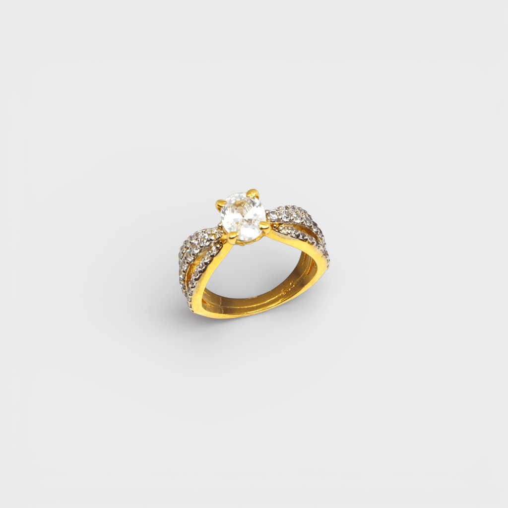 Cognac Zircon Floral Solitaire Ring - Monis Anas Jewellers