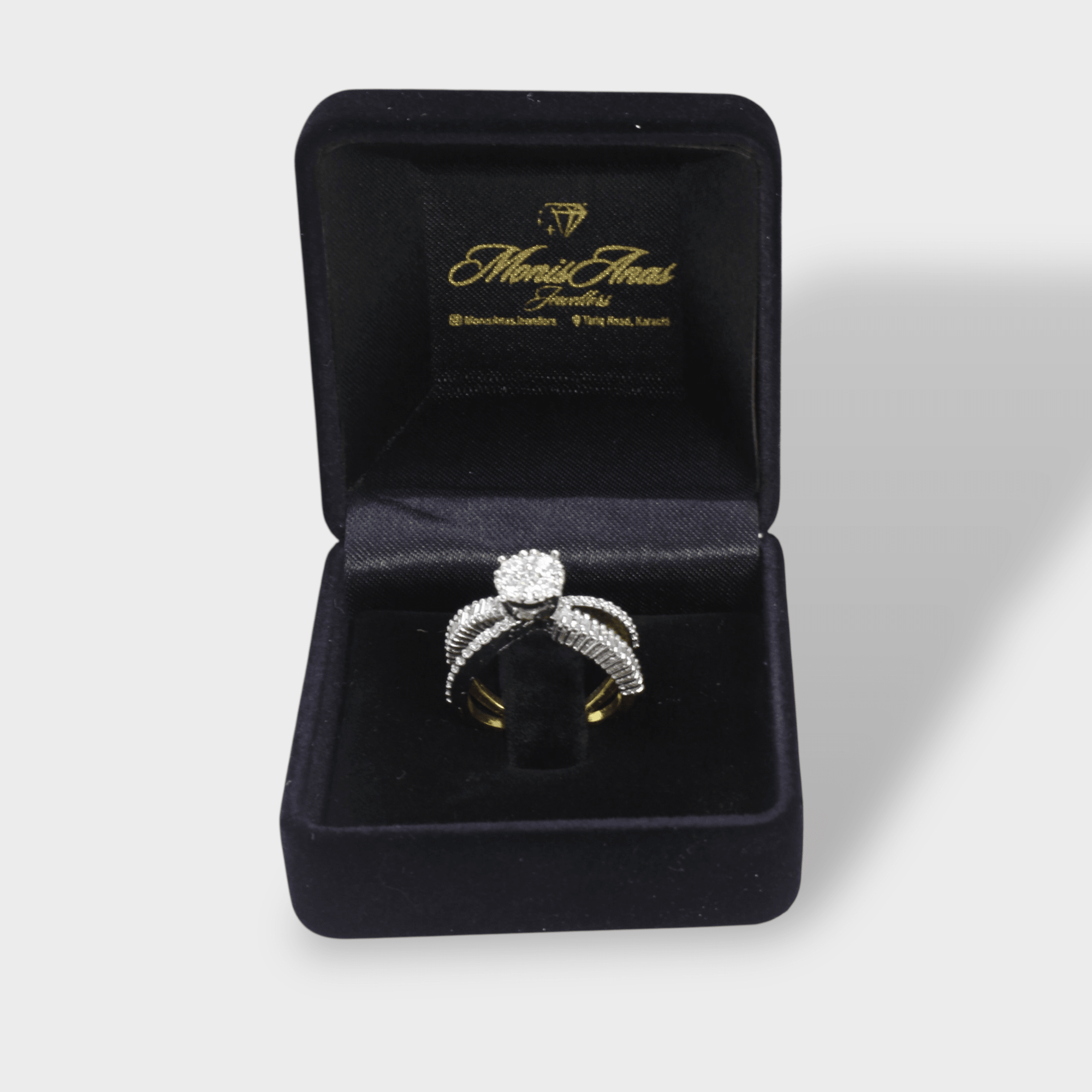 Crossover Halo Ring - Monis Anas Jewellers
