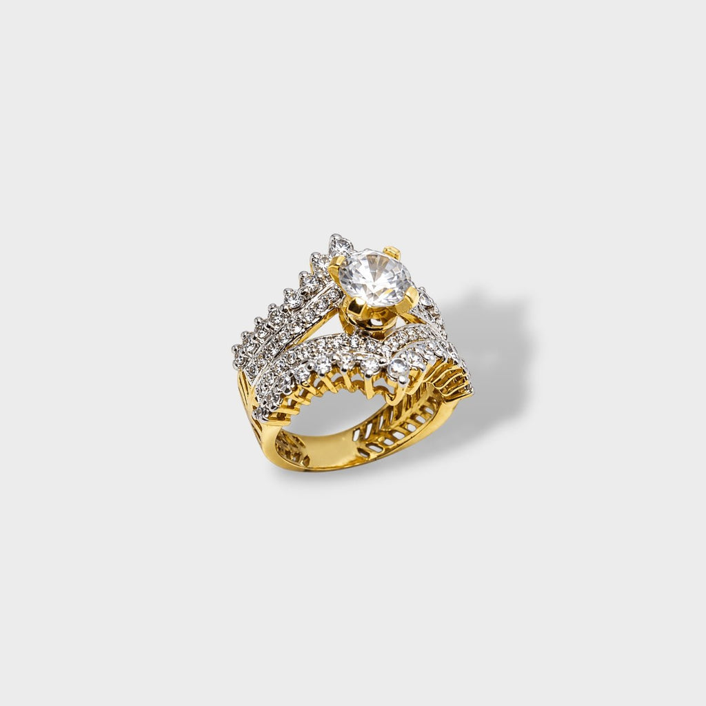 Crystal Lotus Crown Ring - Monis Anas Jewellers