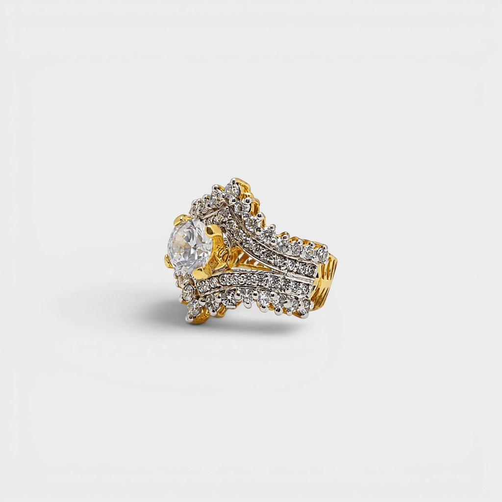 Crystal Lotus Crown Ring - Monis Anas Jewellers