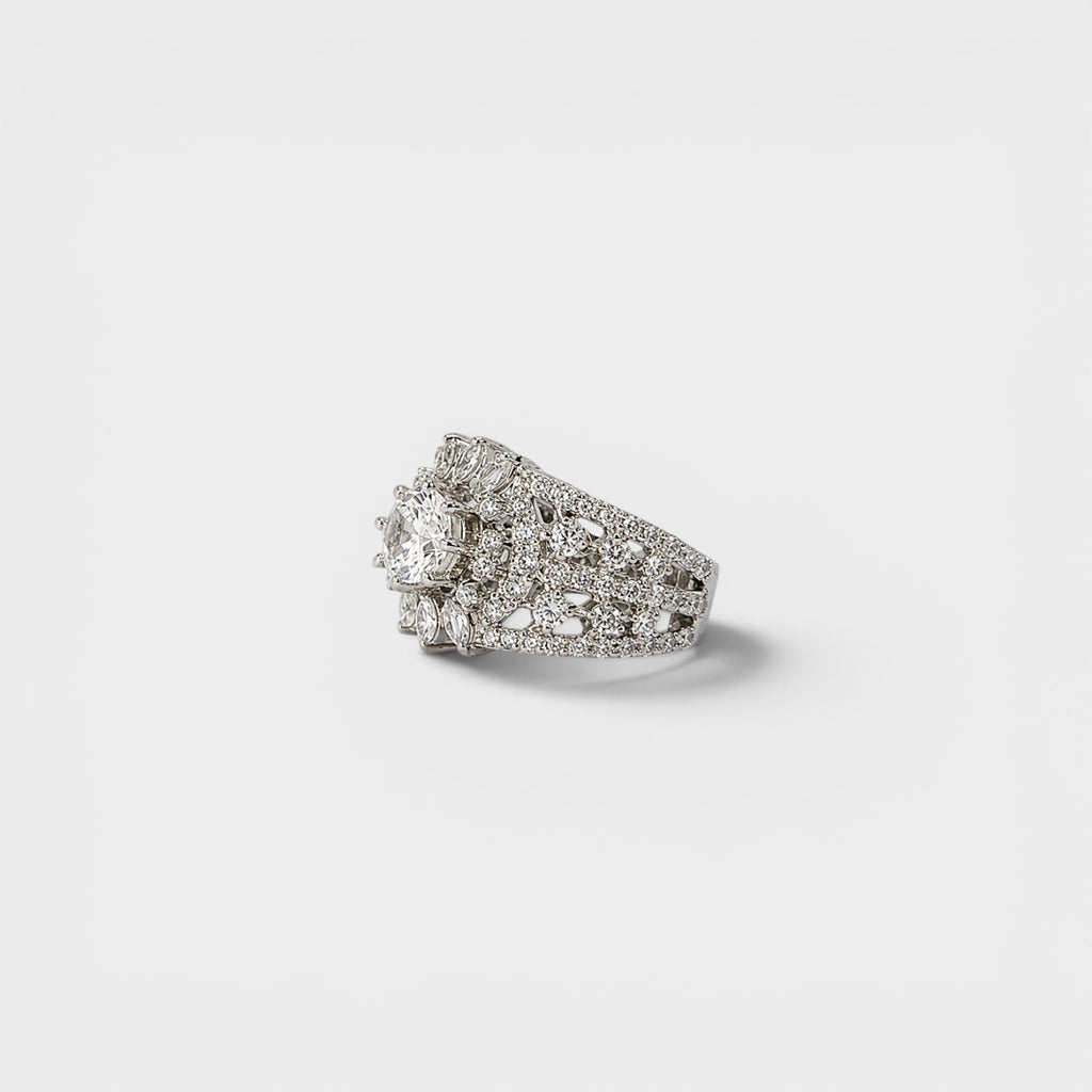 Crystal Starburst Wide Ring - Monis Anas Jewellers