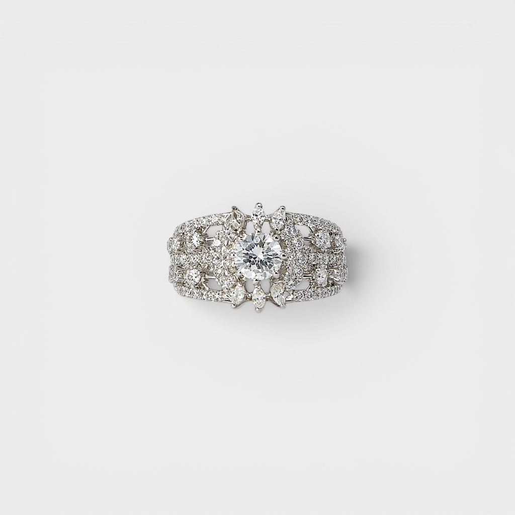 Crystal Starburst Wide Ring - Monis Anas Jewellers