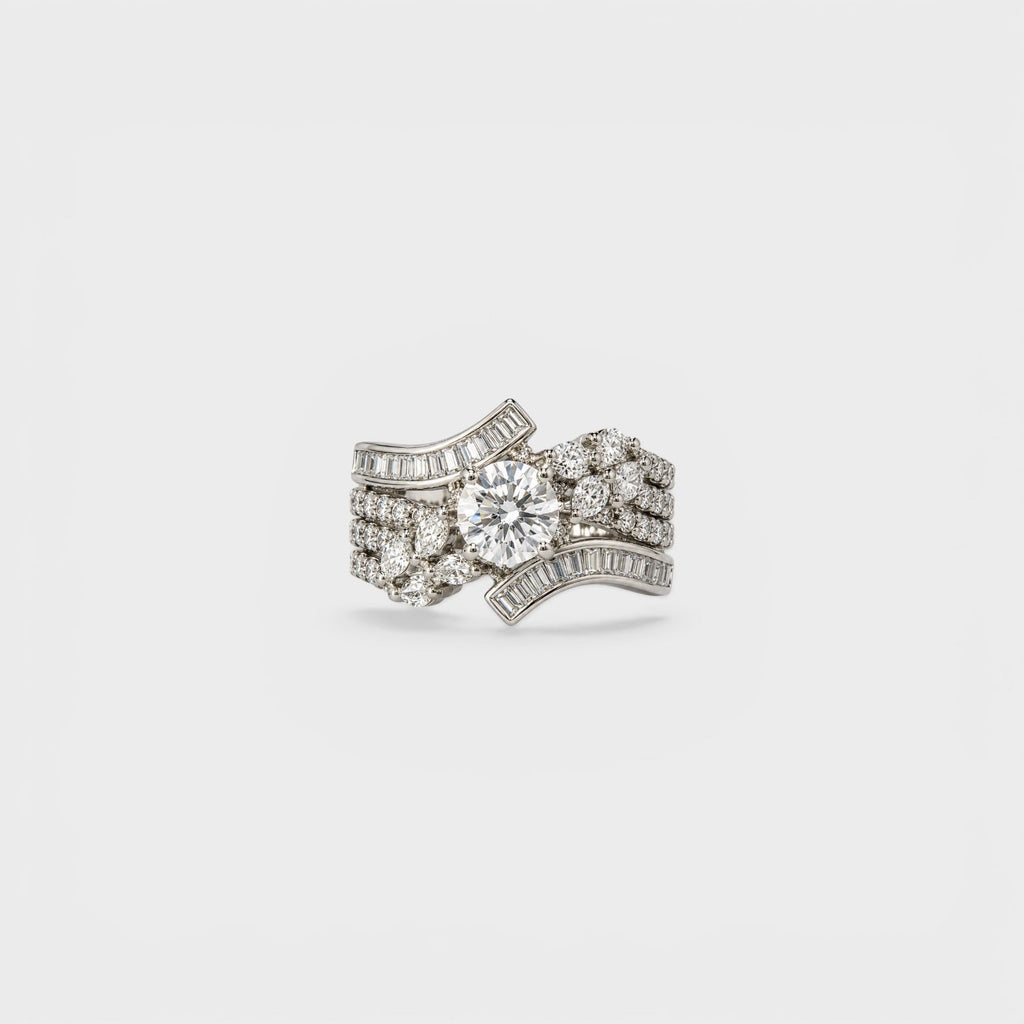Crystal Wave Cascade Ring - Monis Anas Jewellers