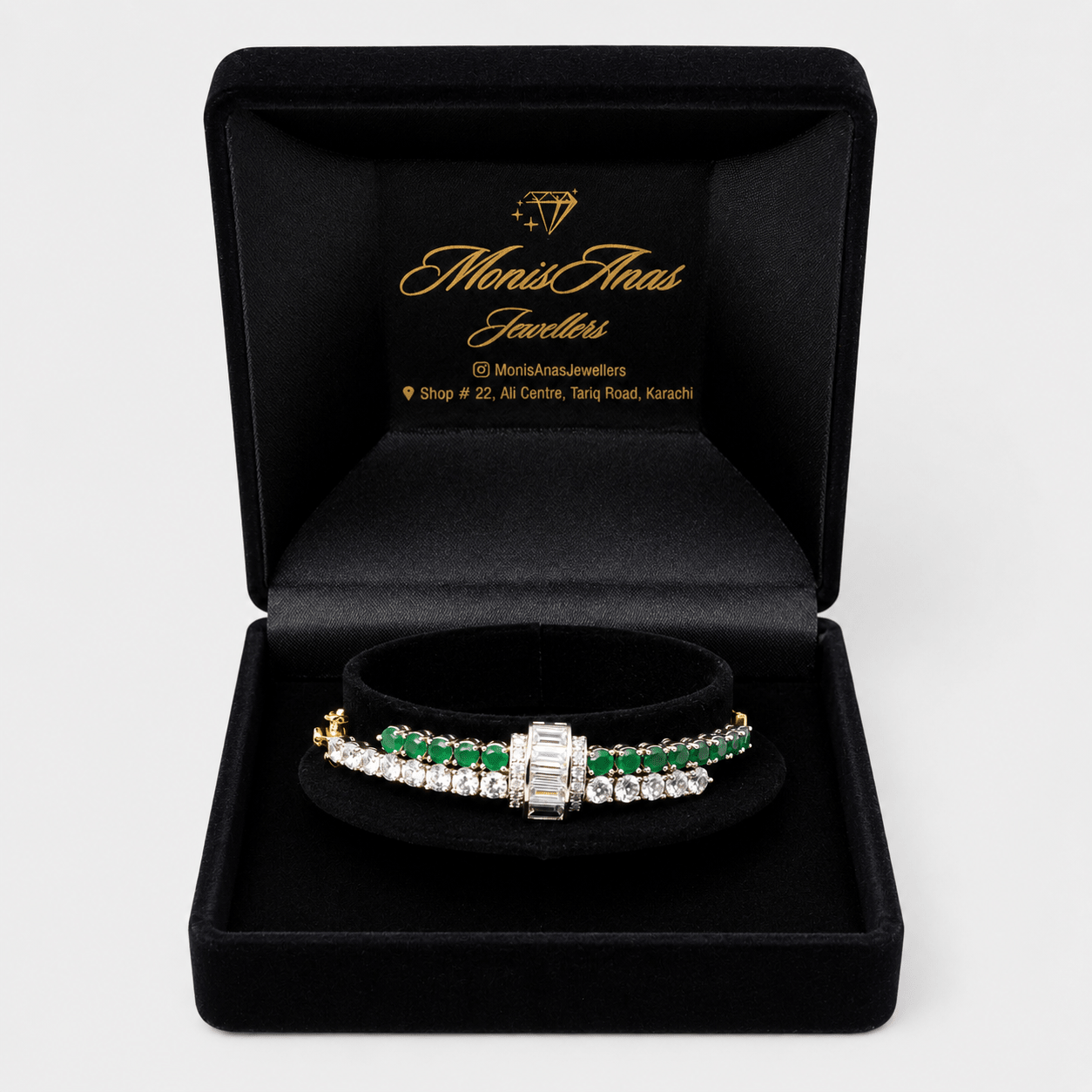 Emerald Arc Bangle - Monis Anas Jewellers