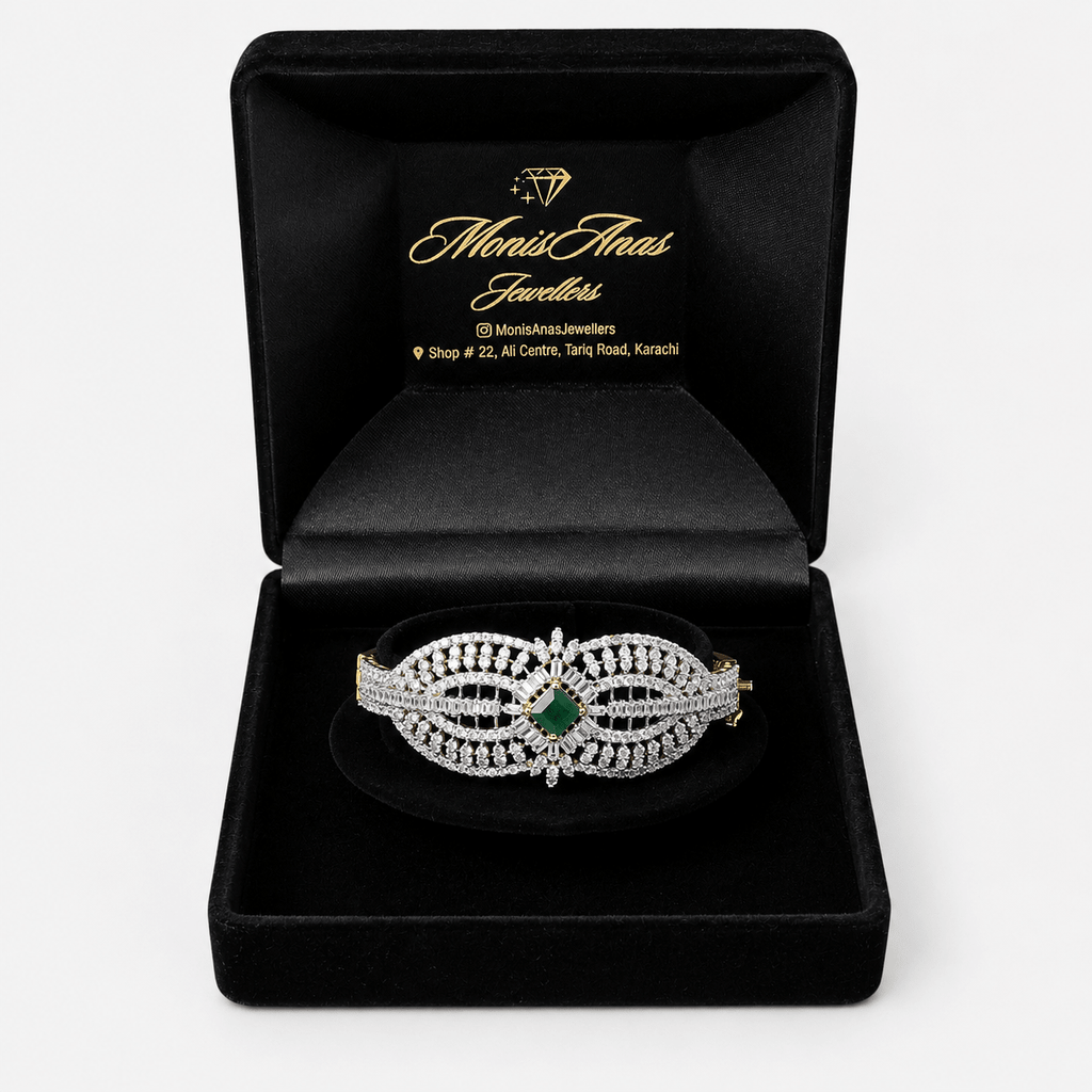 Emerald Crown Bangle - Monis Anas Jewellers