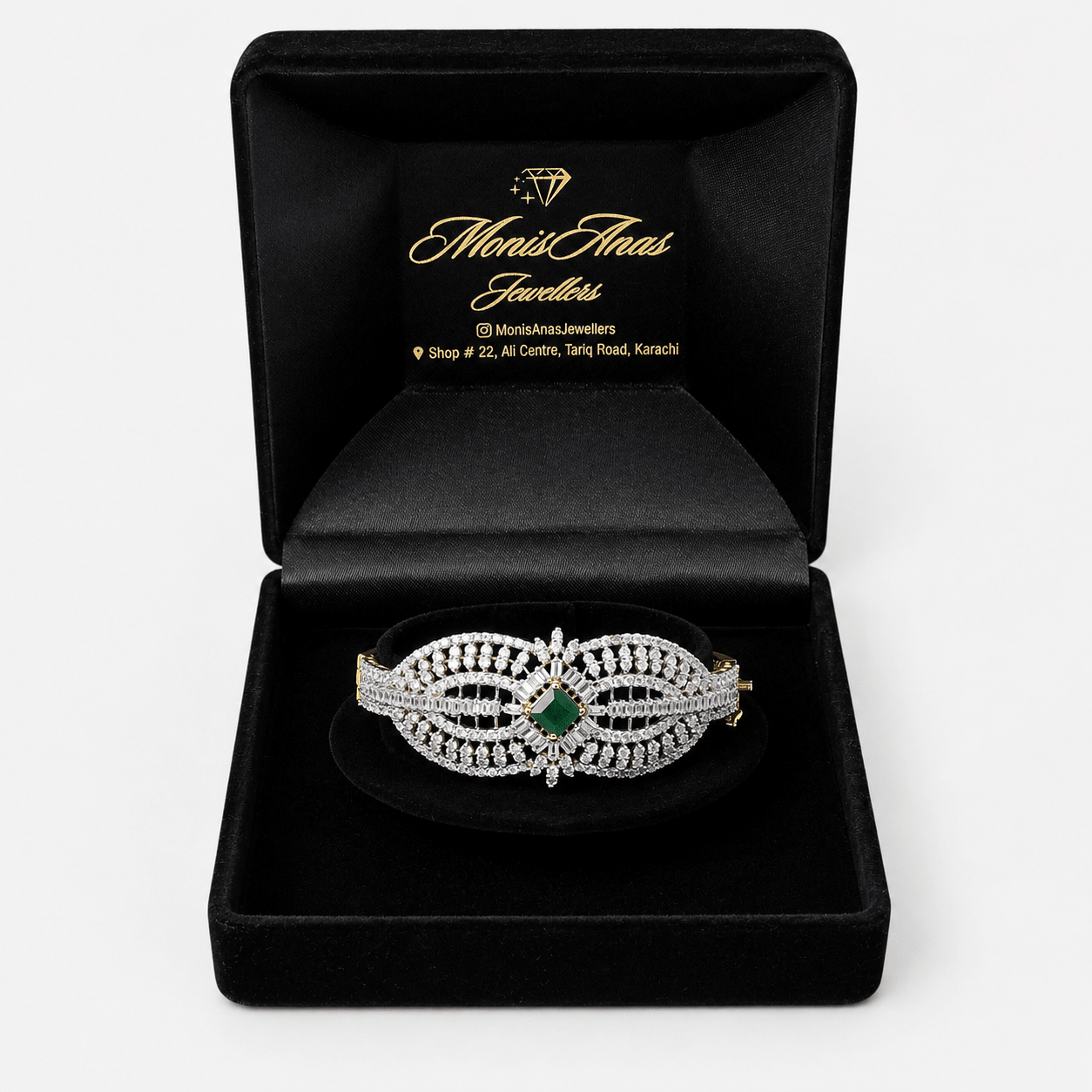 Emerald Crown Bangle - Monis Anas Jewellers