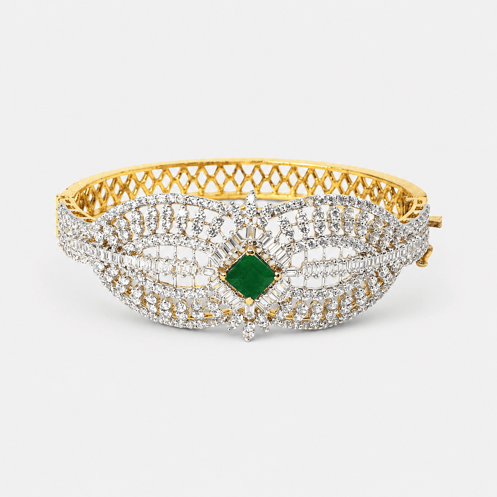 Emerald Crown Bangle - Monis Anas Jewellers