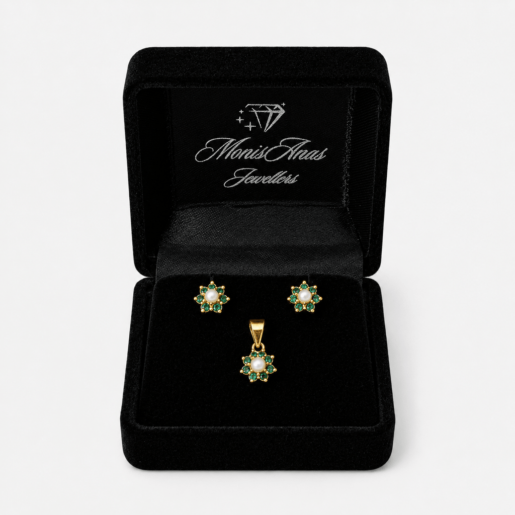 Emerald Daisy Mini Set - Monis Anas Jewellers
