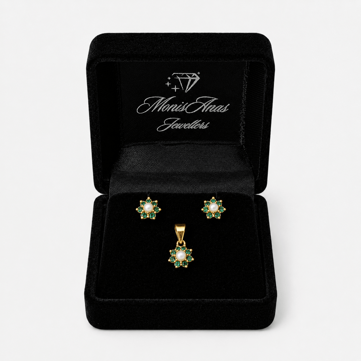 Emerald Daisy Mini Set - Monis Anas Jewellers