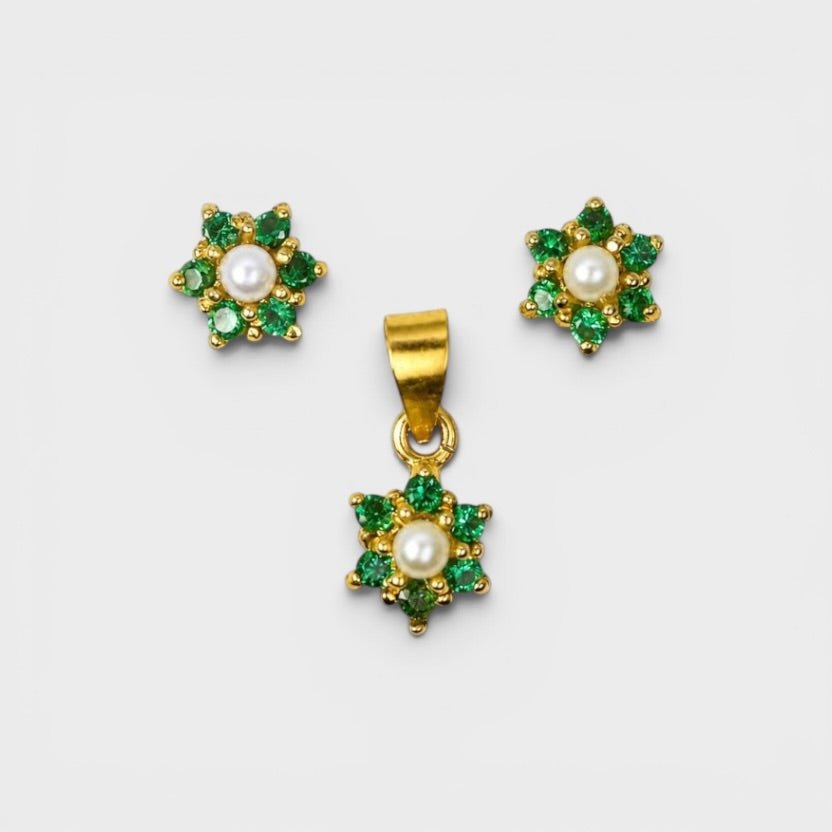Emerald Daisy Mini Set - Monis Anas Jewellers