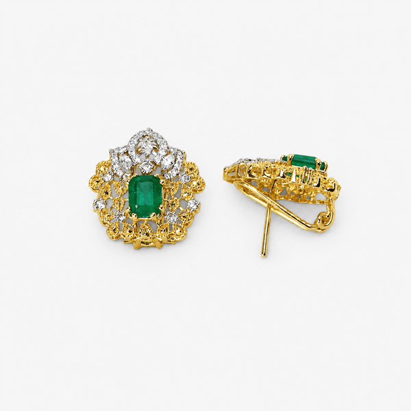 Emerald Floral Studs